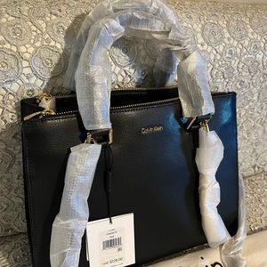 NWT- Calvin Klein L-LGAN Black Satchel